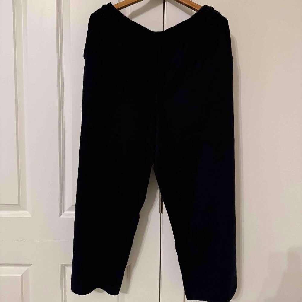 Lands End Black Sport Knit Elastic Waist Wide Leg Crop Pants - Picture 2 of 6